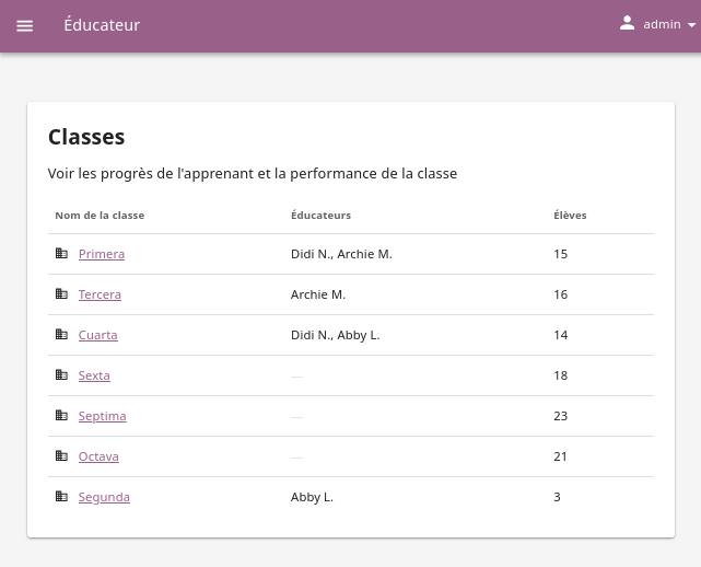 Open the Coach page to view the list of classes