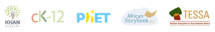 Logos of several publicly available learning content sources that can be used with Kolibri.