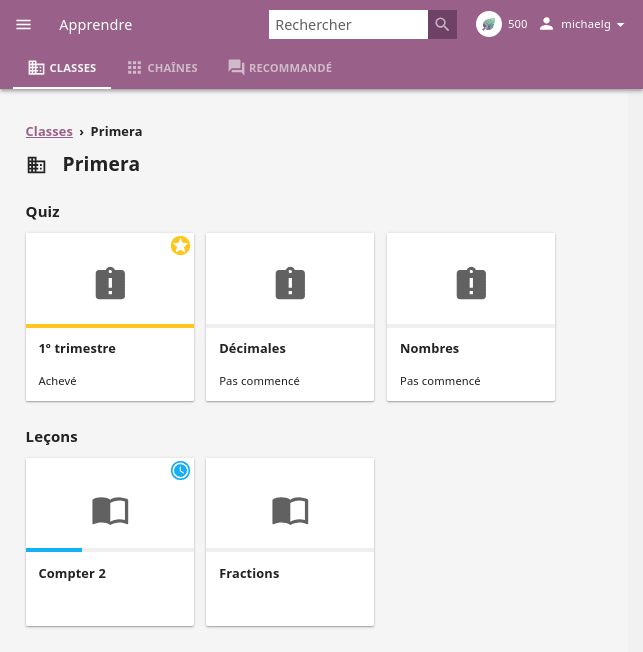 In each class you are enrolled to you may find one or more lessons and quizzes.