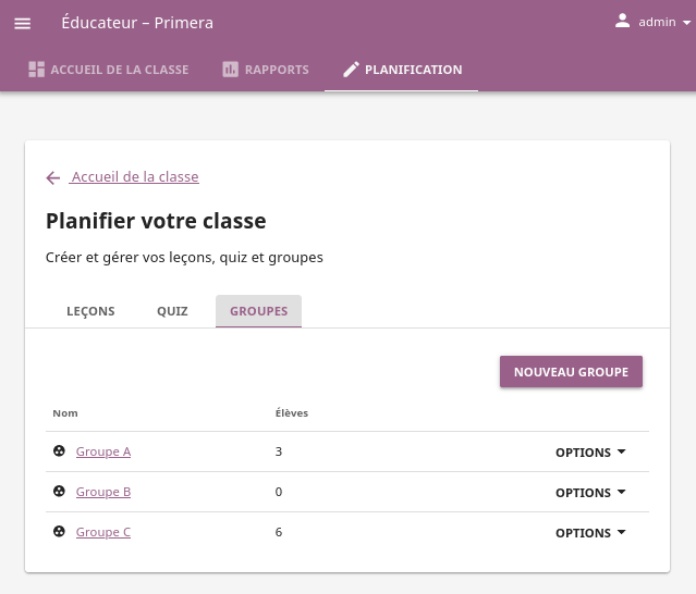 Open Coach > Plan page and navigate to Groups tab to view and manage learners and groups.