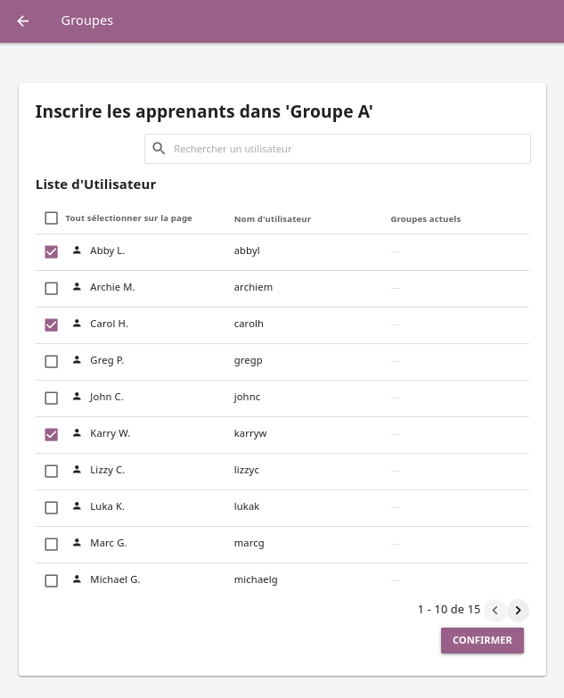 Open Coach > Plan page and navigate to Groups tab to view and manage learners and groups.