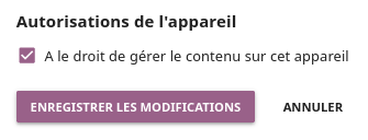 Use the checkbox to grant the chosen user permissions to manage content