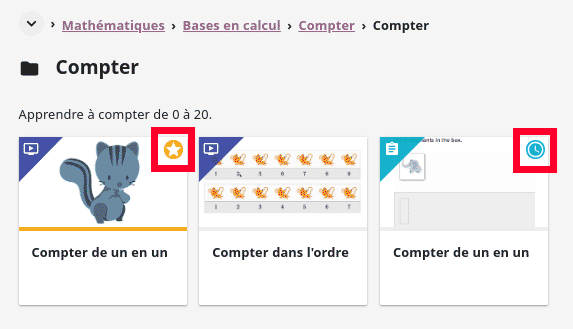 Progress status for each learning material will be indicated together with their title.