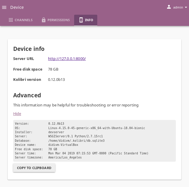 Open the Device page and navigate to the Info tab to find out the extended device info.