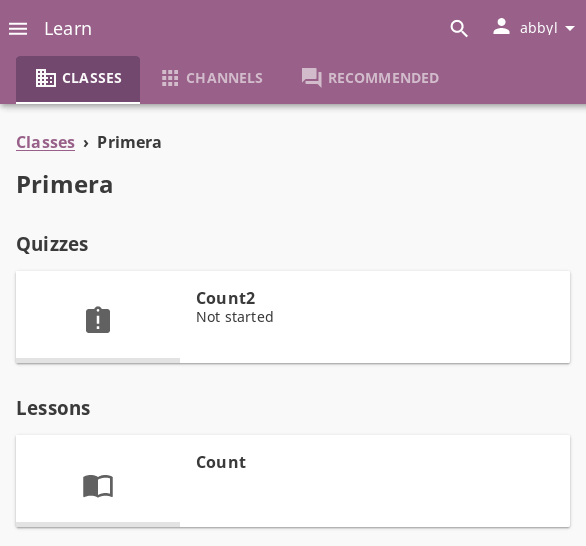 In each class you are enrolled to you may find one or more lessons and quizzes.