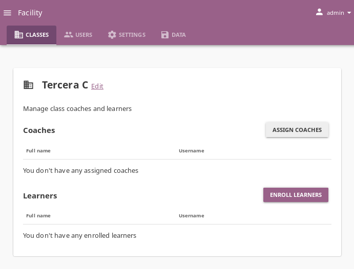 New class will have no enrolled learners and no assigned coaches.
