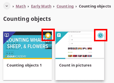 Progress status for each learning material will be indicated together with their title.